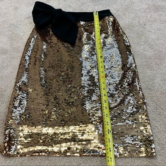 IMNYC Isaac Mizrahi Gold sequin bow skirt Sz XS - Picture 9 of 9